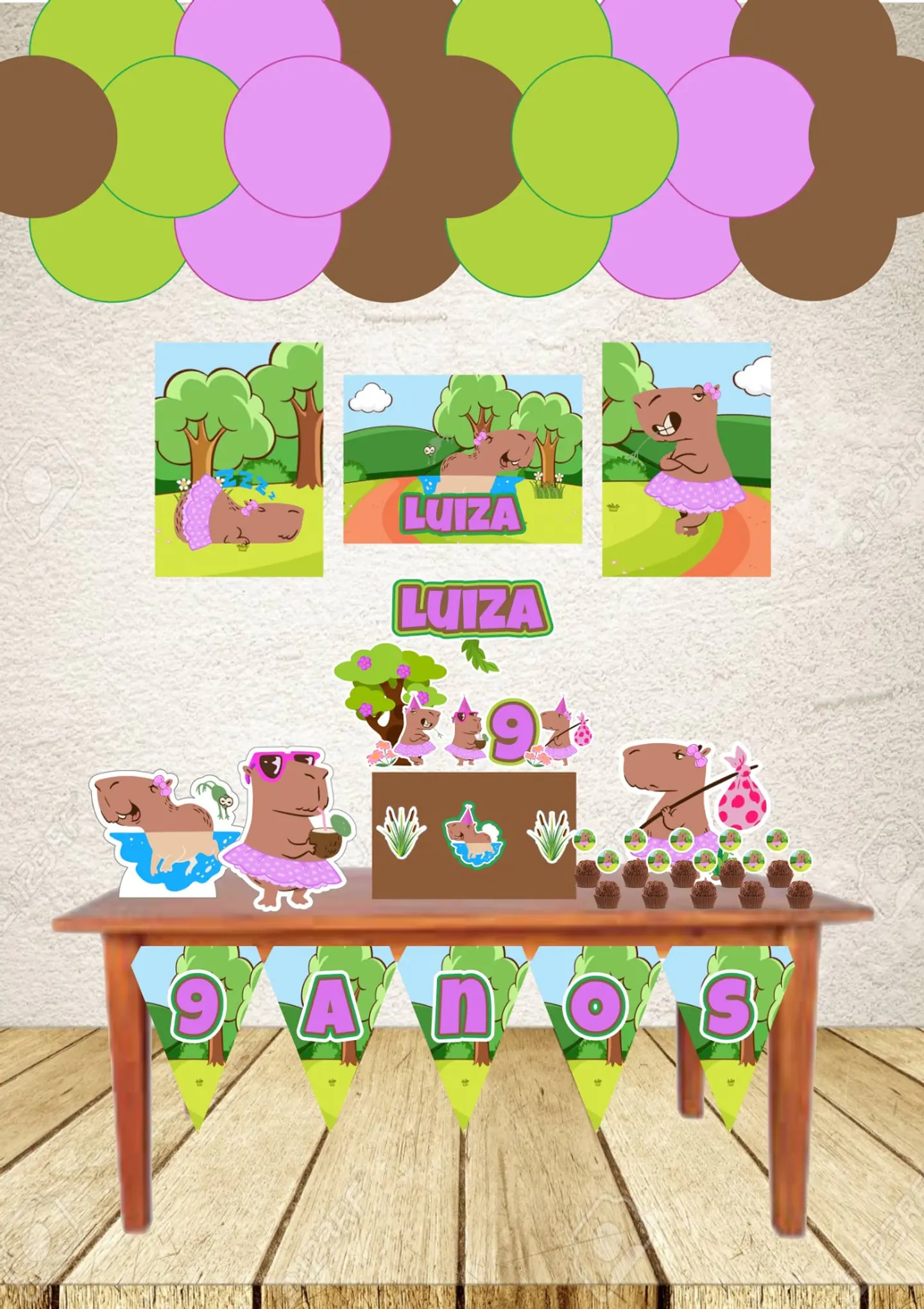 Arquivo de Corte Kit Festa Só um Bolinho Capivara Lilás 2 1