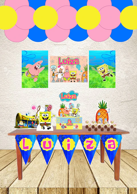 Arquivo de Corte Kit Festa Só um Bolinho Bob Esponja Menina 1