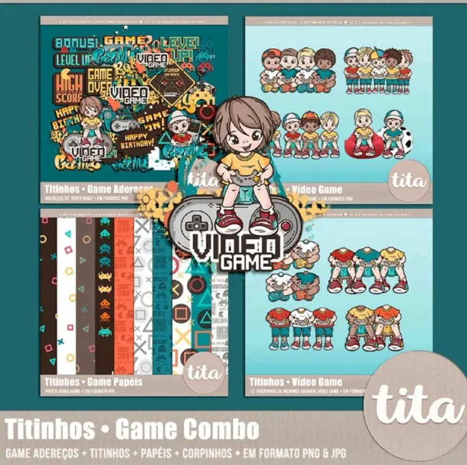 Kit Digital Bonequinhos Menino Gamer Boy Titinhos 33 1