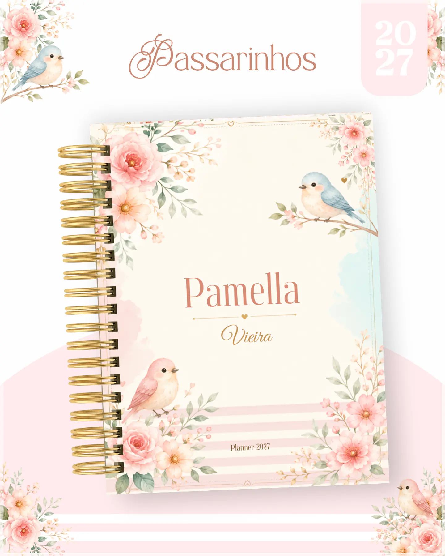 Encadernação - Agenda , Bloquinho , Calendário e Planner Passarinhos 1