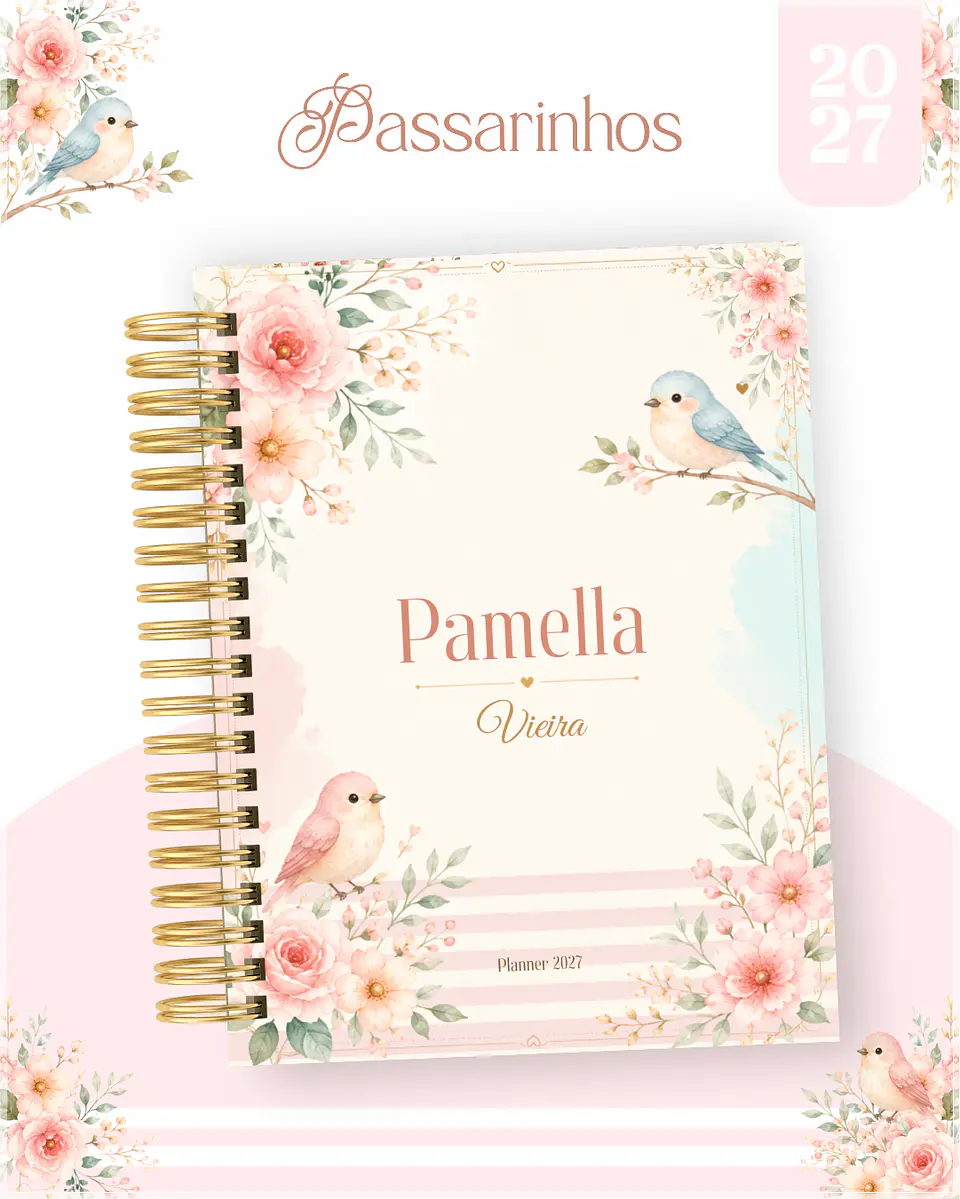 Encadernação - Agenda , Bloquinho , Calendário e Planner Passarinhos 1