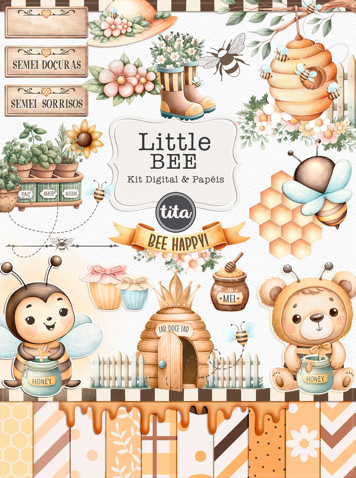 Kit Digital Abelhinha Little Bee Combo 5 1