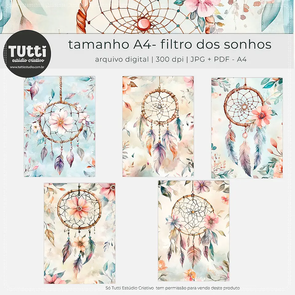 Kit Digital Papéis A4 Filtro Sonhos Aquarela 28 1