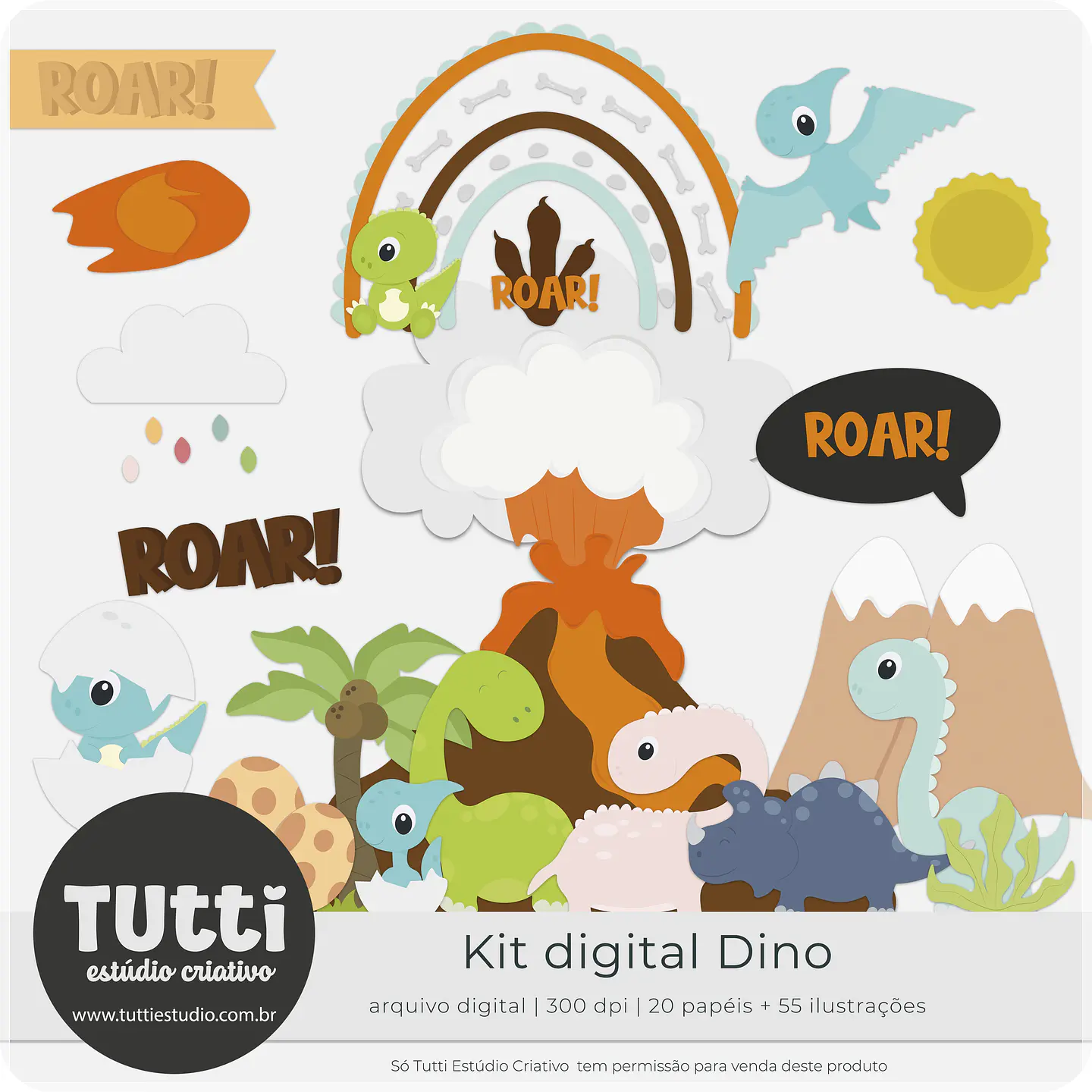 Kit Digital Dino Cute Tutti e 8 1