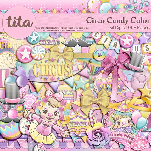 Kit Digital Circo Candy Color Meninas 52