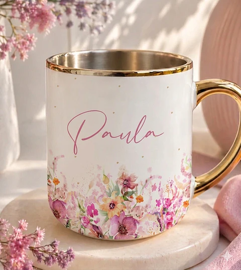 Sublimação Caneca- Floral Rosa 02