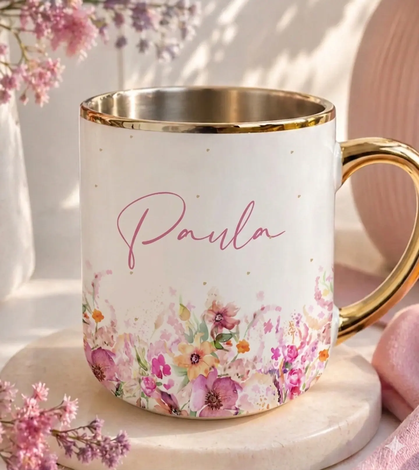 Sublimação Caneca- Floral Rosa 02 1