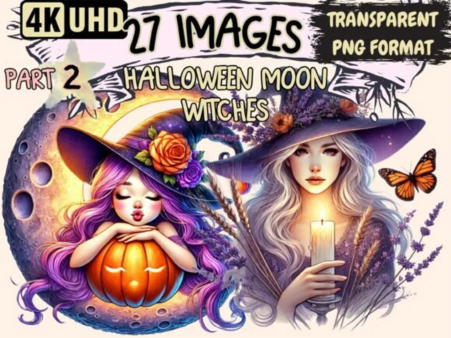 Kit Digital Halloween Moon Witches Clipart P2 18 1