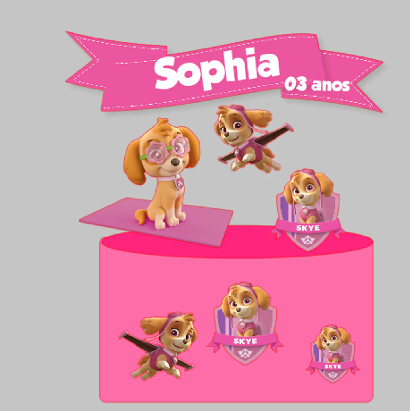 Arquivo de Corte Topo de Bolo Skye e Everest Patrulha Canina Menina 6 1