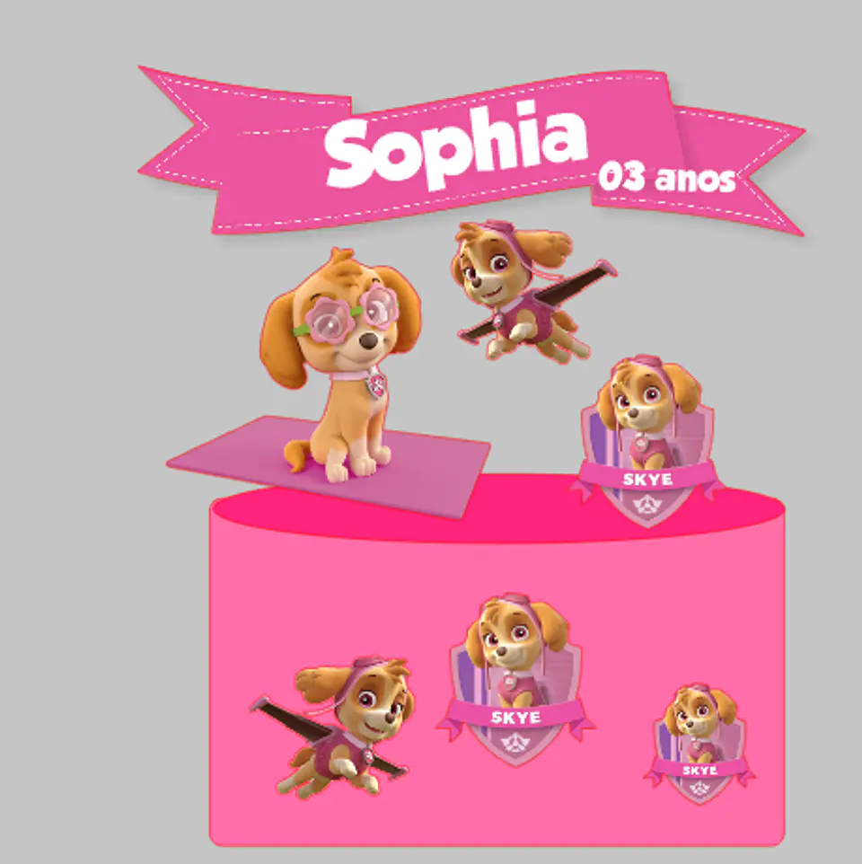 Arquivo de Corte Topo de Bolo Skye e Everest Patrulha Canina Menina 6 1