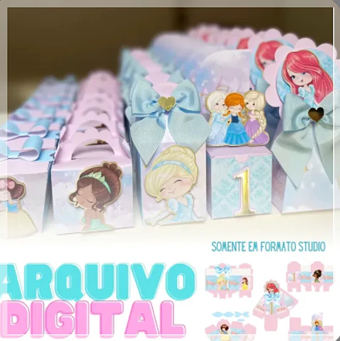 Arquivo de Corte Kit Festa Princesas Disney Cute Aquarela 1
