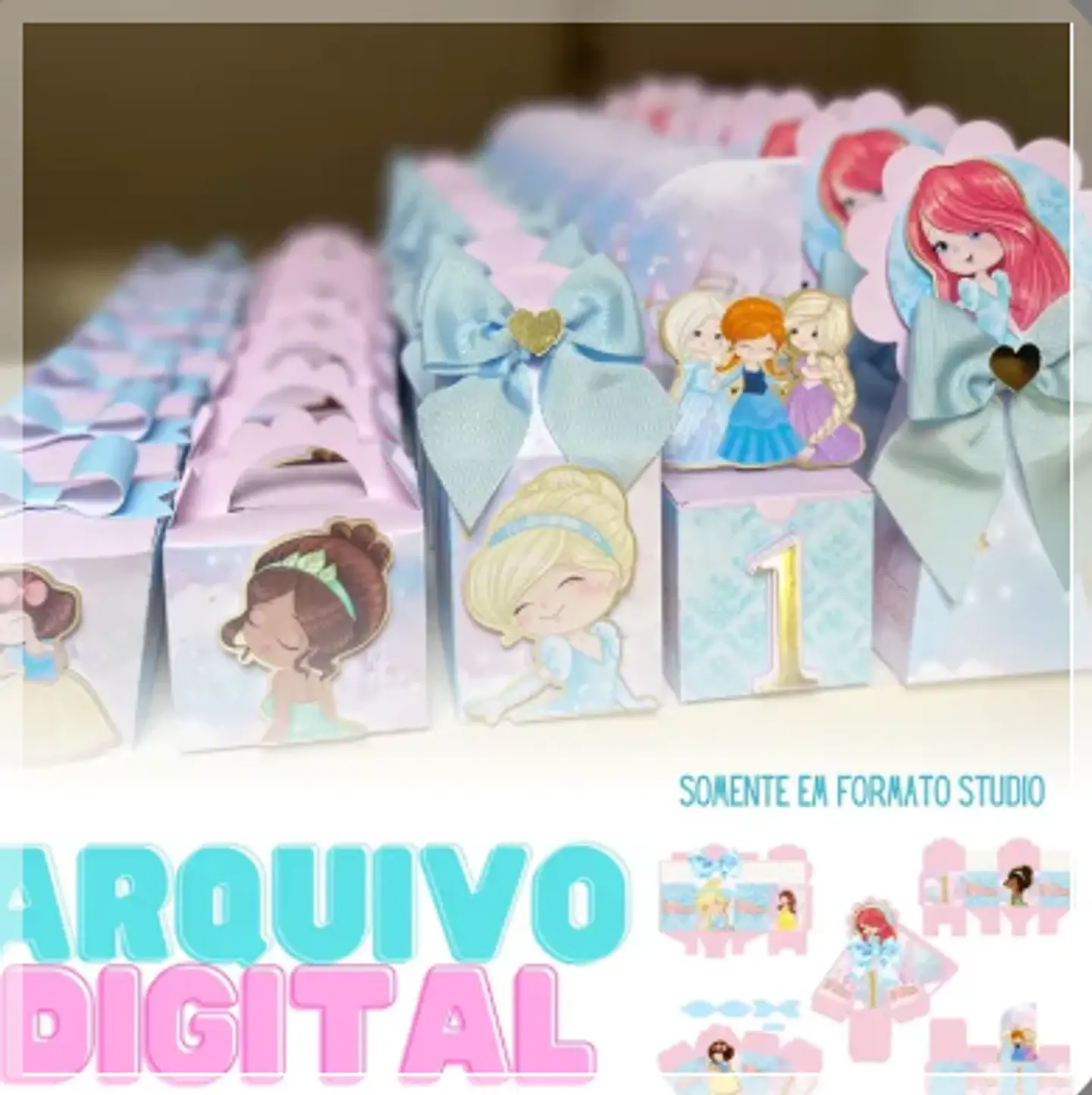 Arquivo de Corte Kit Festa Princesas Disney Cute Aquarela 1 1