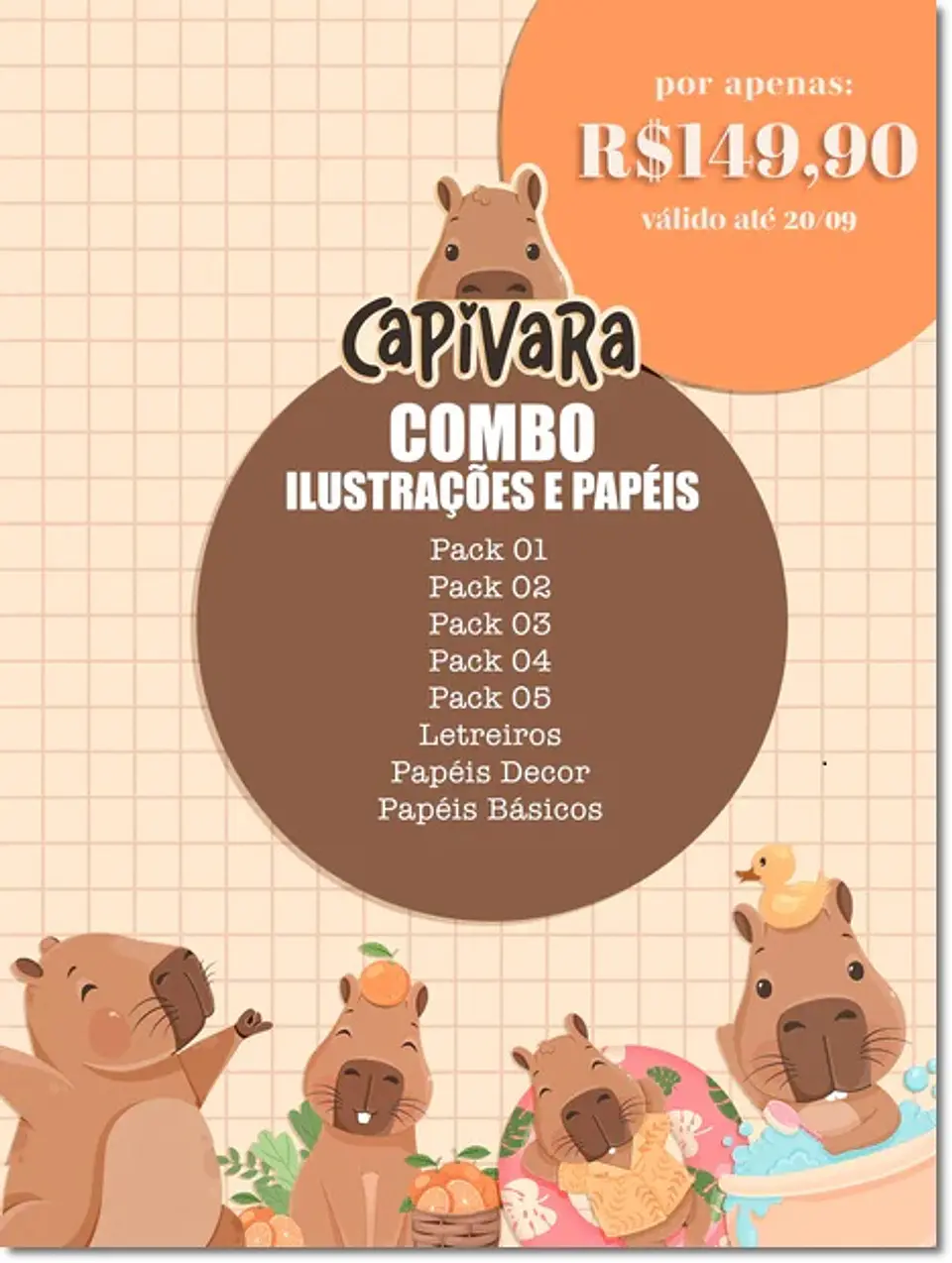 Kit Digital Capivara Papéi e Ilustrações 41 1