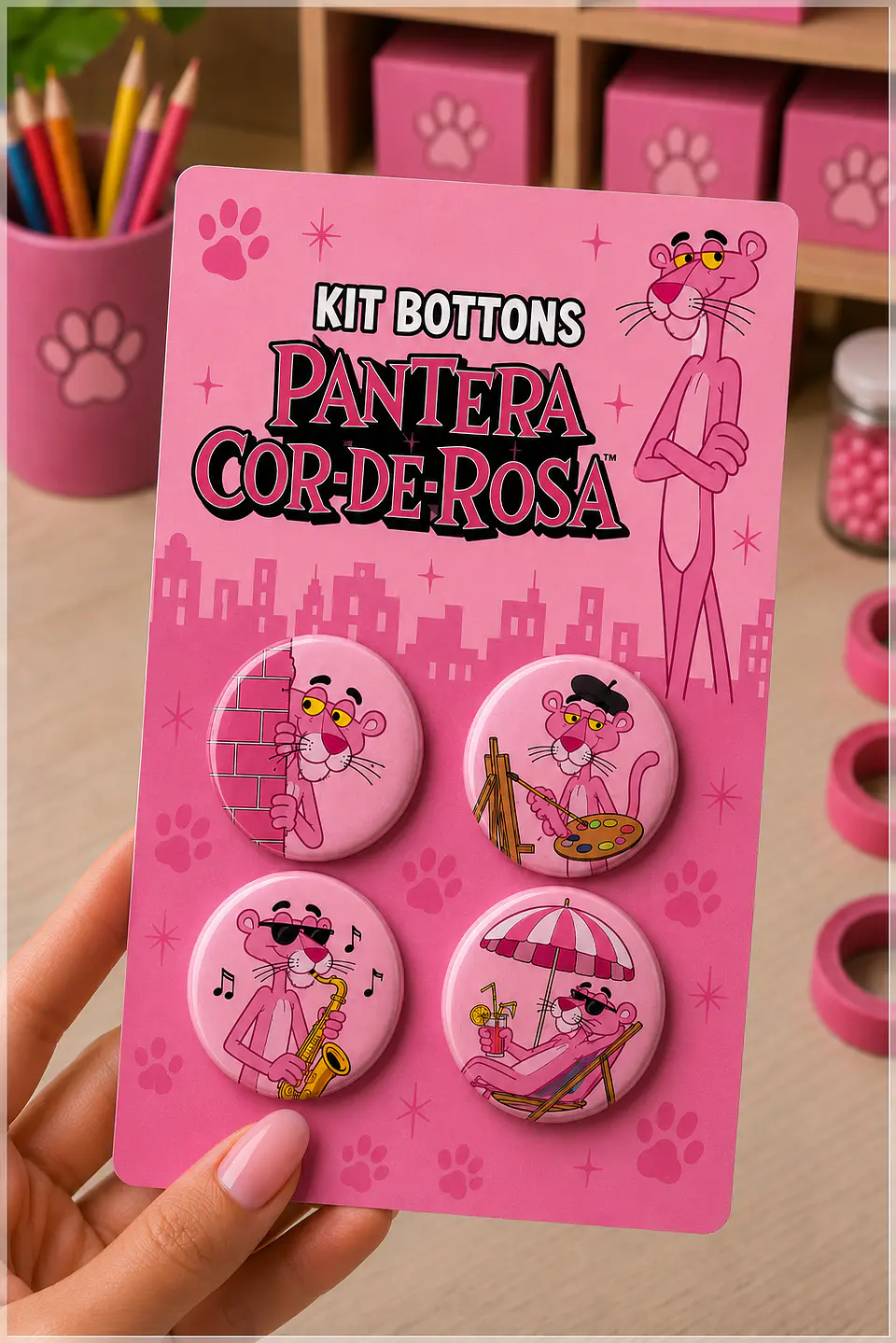 Arquivo de Corte Bottons Pantera Cor de Rosa 98 1