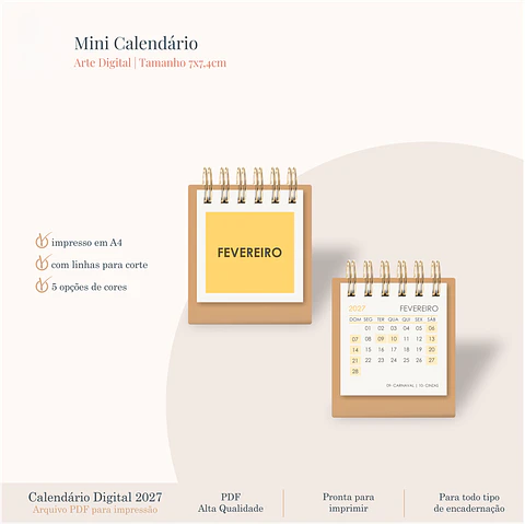 Encadernação - Mini Calendários
