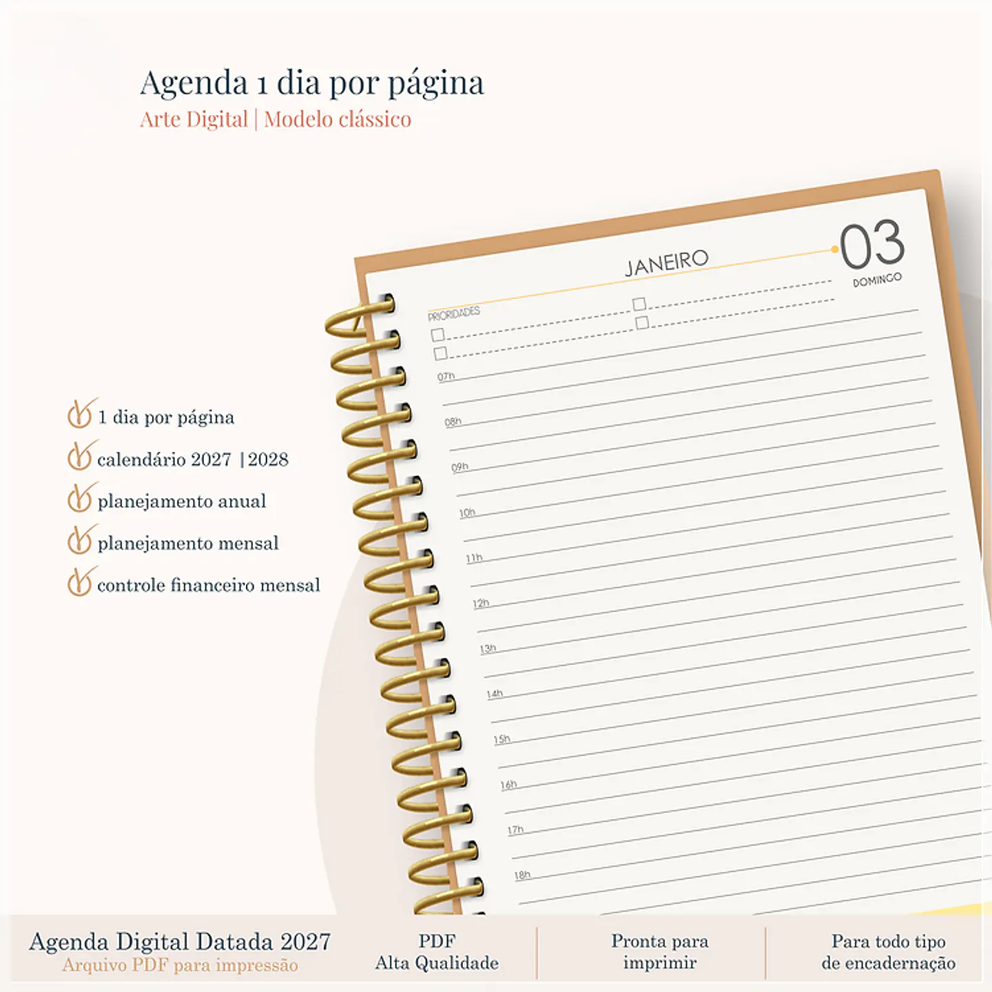 Encadernação - Agenda Clássica 27 1Dpp 1