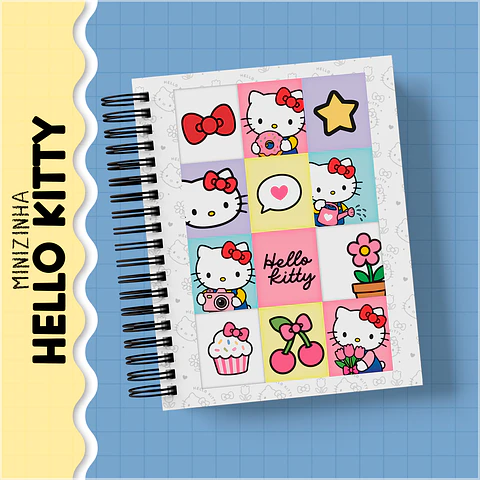 Encadernação - Coleção Hello Kitty Azul (Caderno,Bloco A6,Bloco95x95,Caneca e Botton)