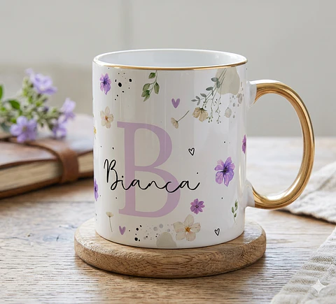 Sublimação Caneca - Floral Lilás