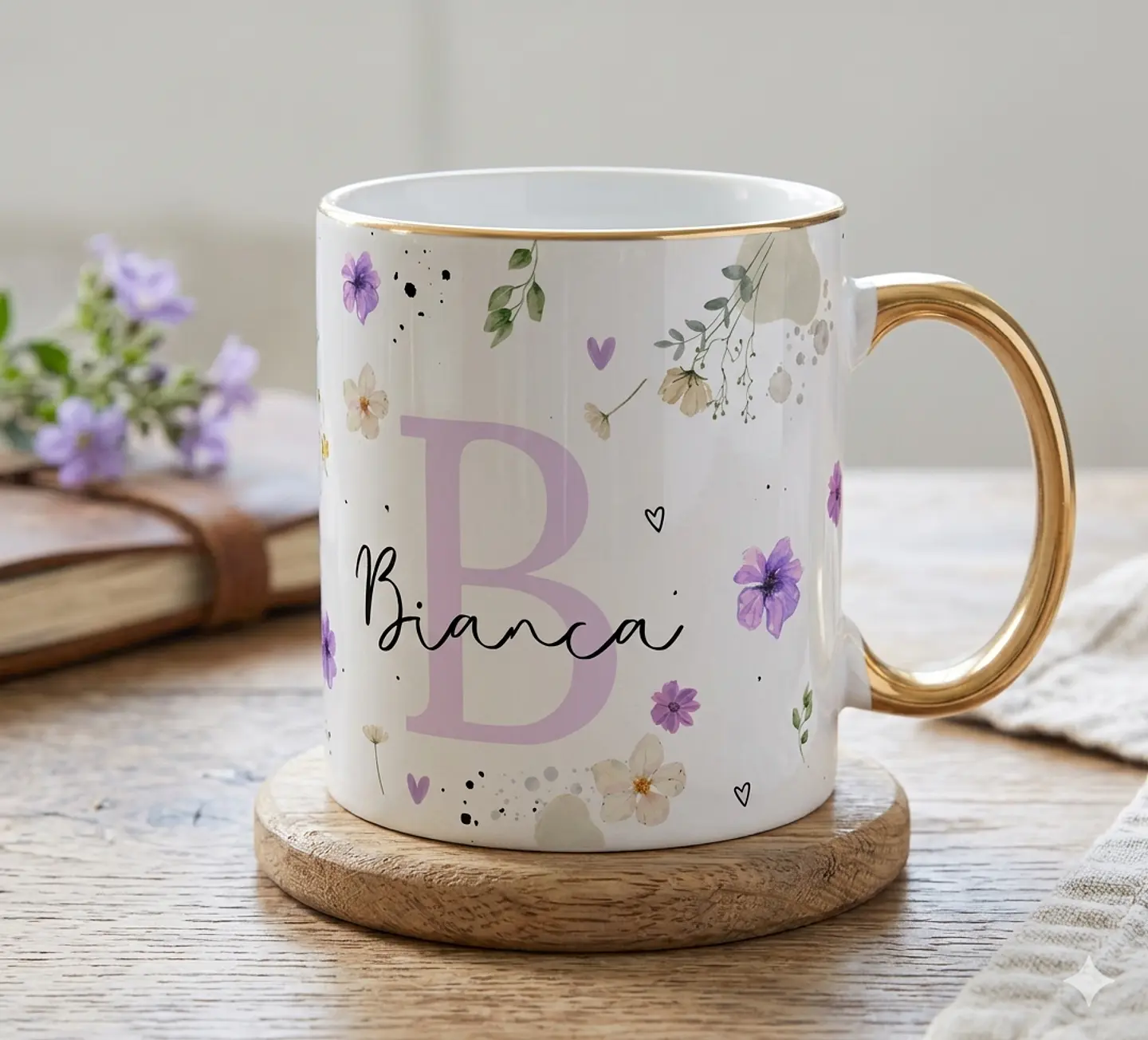 Sublimação Caneca - Floral Lilás 1