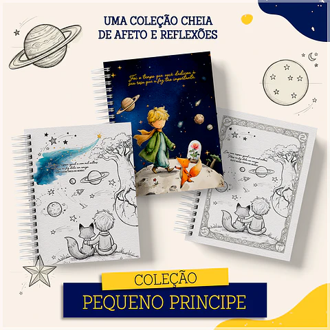 Encadernação - Coleção Pequeno Príncipe Agenda , Botton , Bloco , Caderno , Planner e Mini Calendário