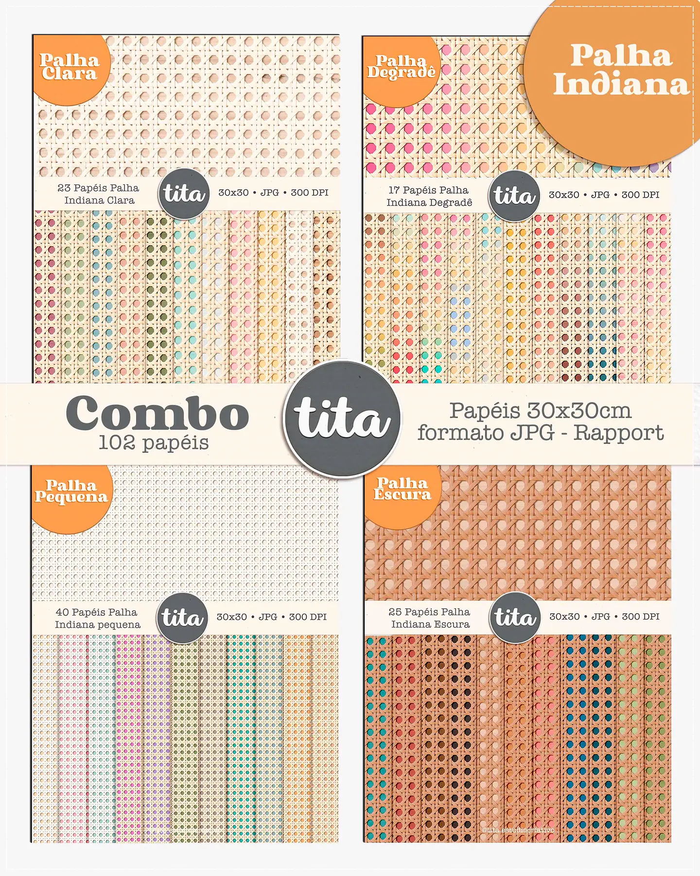 Kit Digital Combo Papeis Palha Indiana 84 1