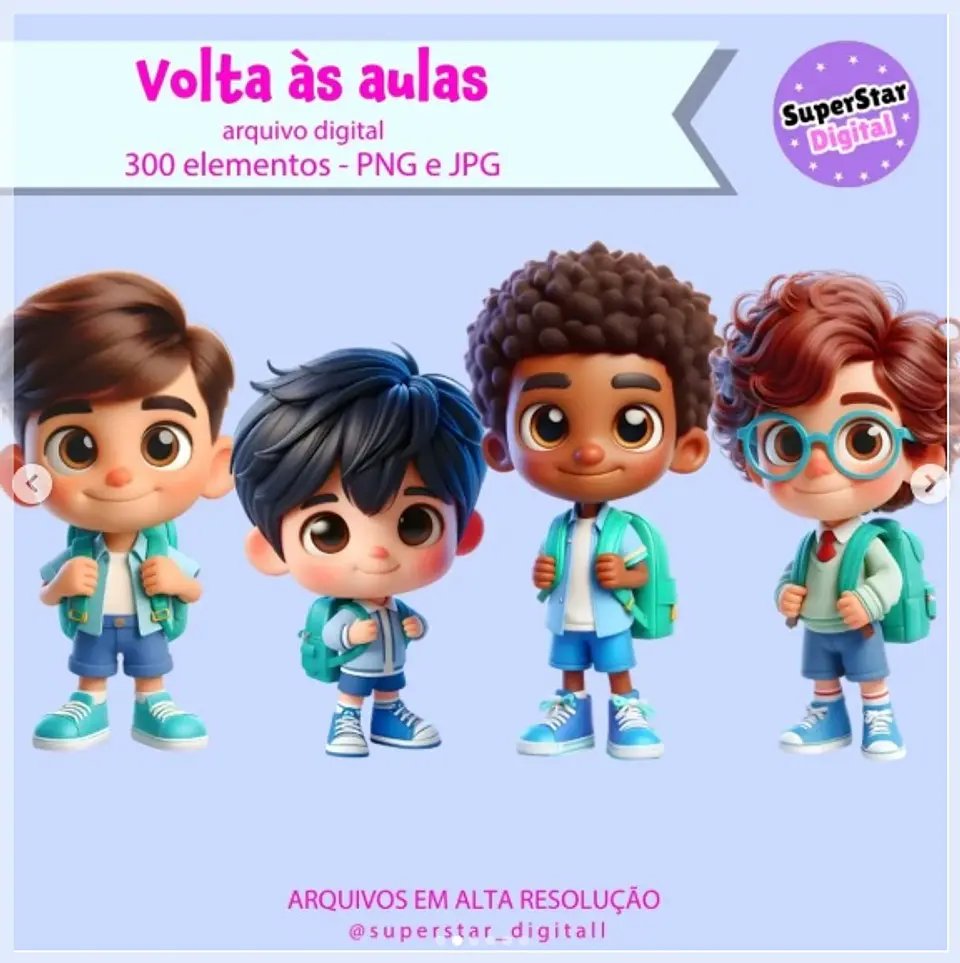 Kit Digital Volta as Aulas Mascotes Meninos 75 1