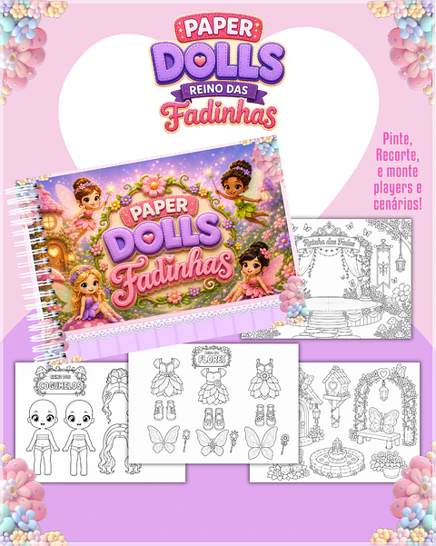 Encadernação - Paper Dolls colorir Fadinhas