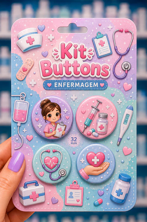 Arquivo de Corte Bottons Enfermagem Cute 42