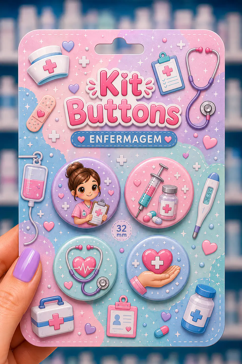 Arquivo de Corte Bottons Enfermagem Cute 42 1