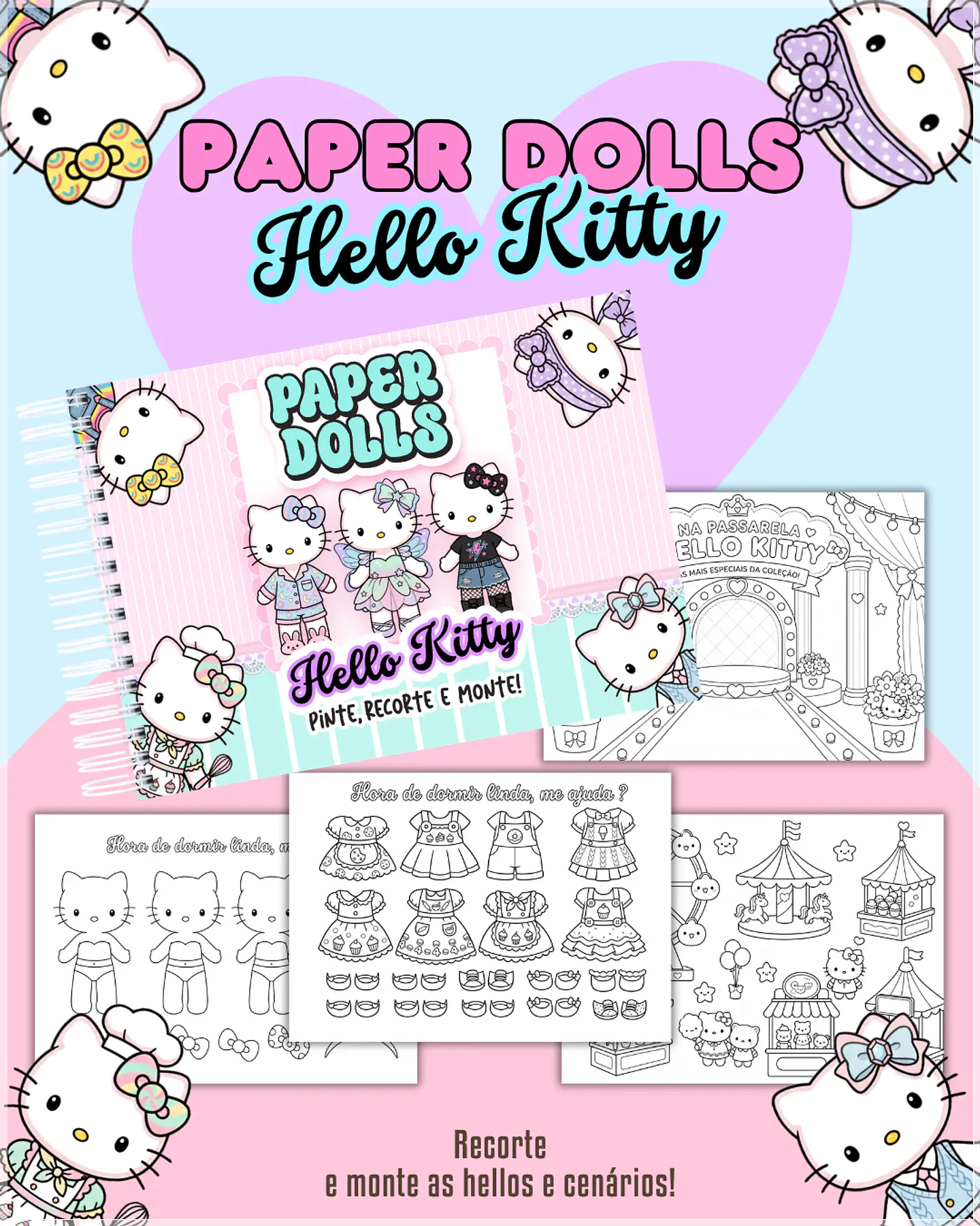 Encadernação - Paper Dolls colorir Hello Kitty 1