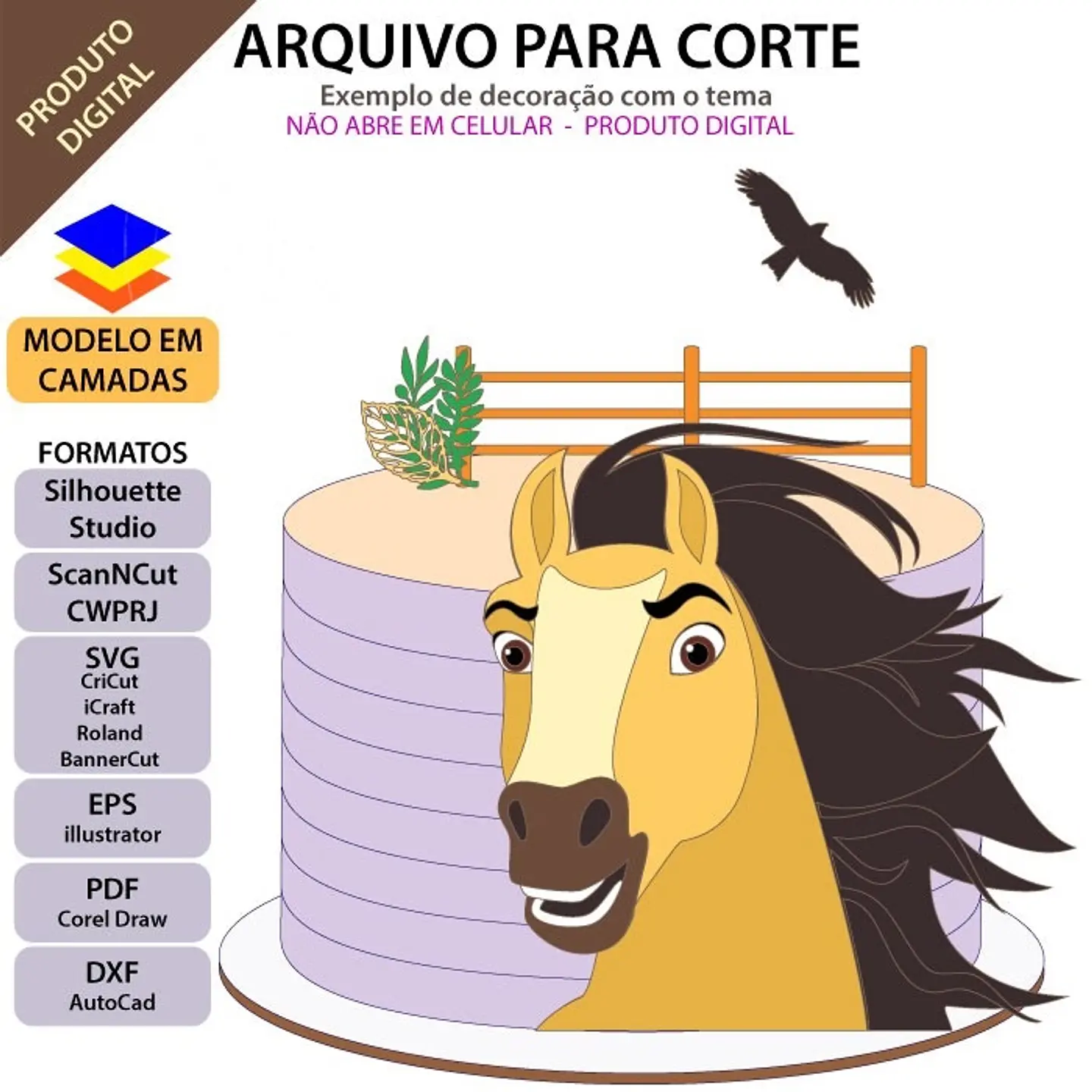Arquivo de Corte Topo de Bolo Spirit O Corcel Indomável 2 1