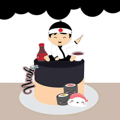 Arquivo de Corte Topo de Bolo Sushi Sushiman 1