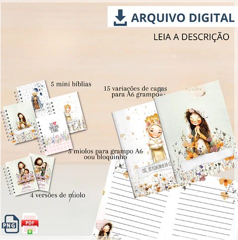 Encadernação - Mini Combo Mimos Caderno e Mini Biblia