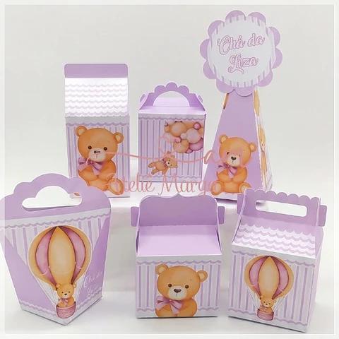 Arquivo de Corte Kit Festa Chá de Bebê Ursinho Lilás Menina 2