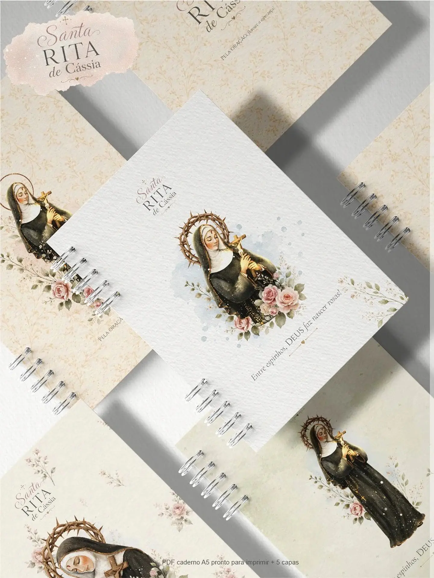 Encadernação - Caderno Santa Rita de Cássia+ 5 Capas 1