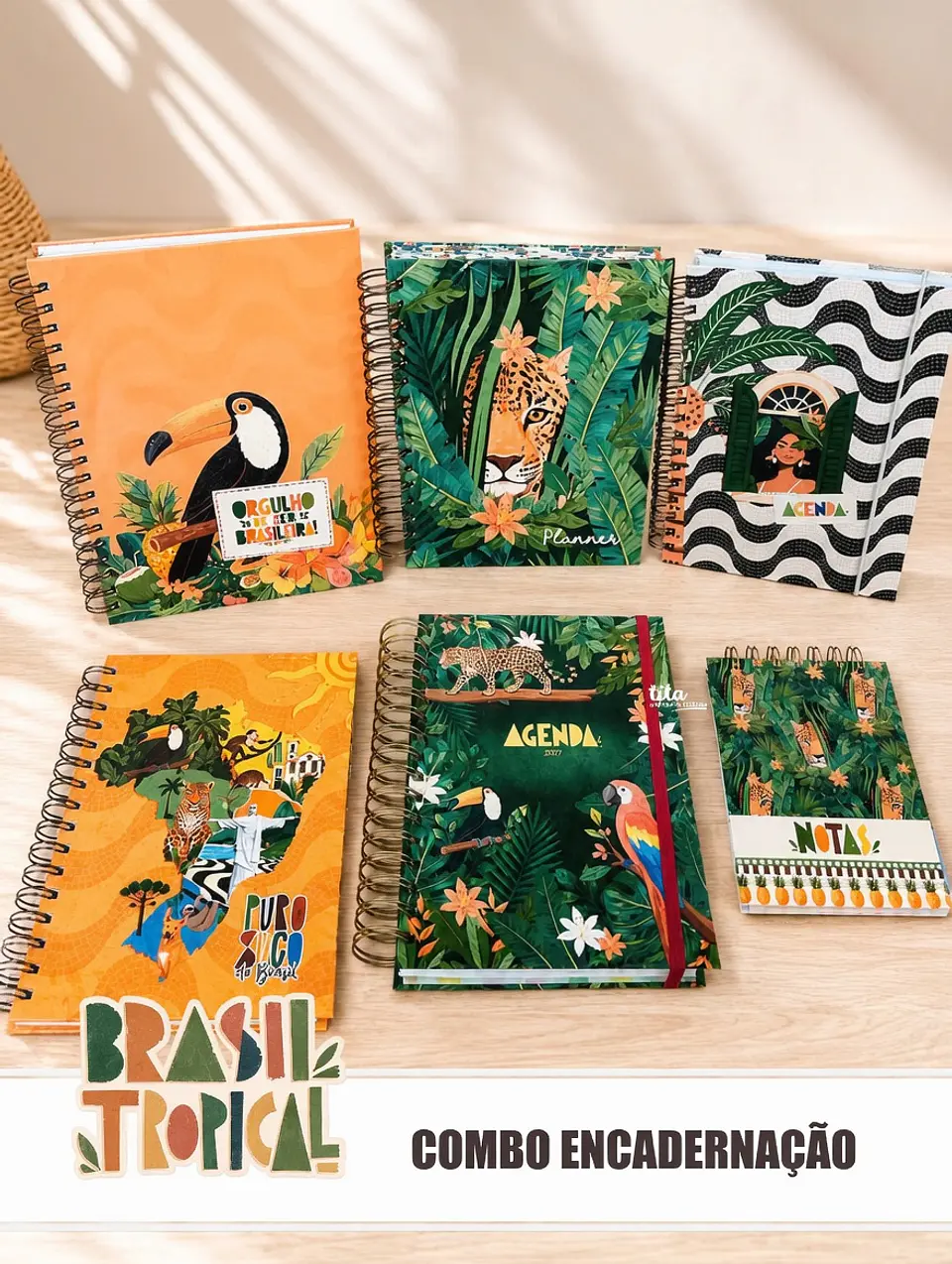 Encadernação - Coleção Brasil Tropical Agenda A5, Bloquinho A6 Caderno A5, Caderno Universitário e Planner A5 1