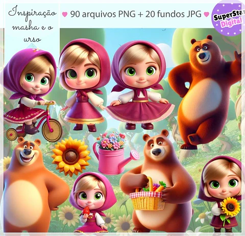 Kit Digital Masha e o Urso 42