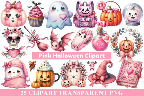 Kit Digital Halloween Rosa 12