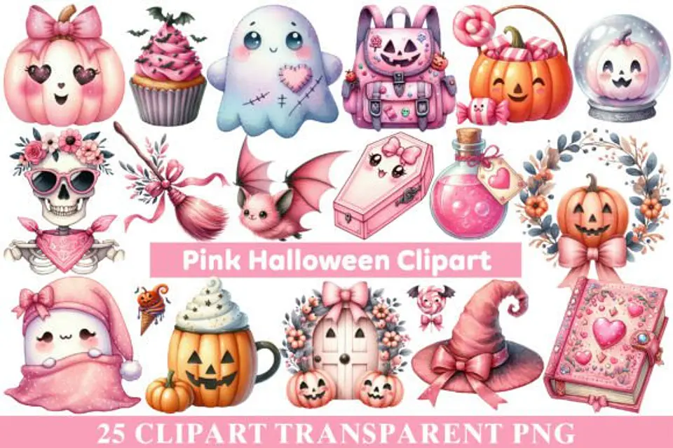 Kit Digital Halloween Rosa 12 1
