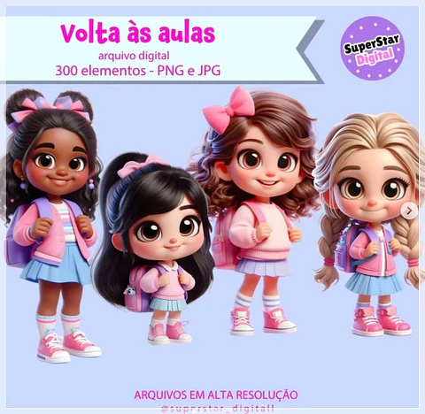 Kit Digital Volta as Aulas Mascotes Meninas 74