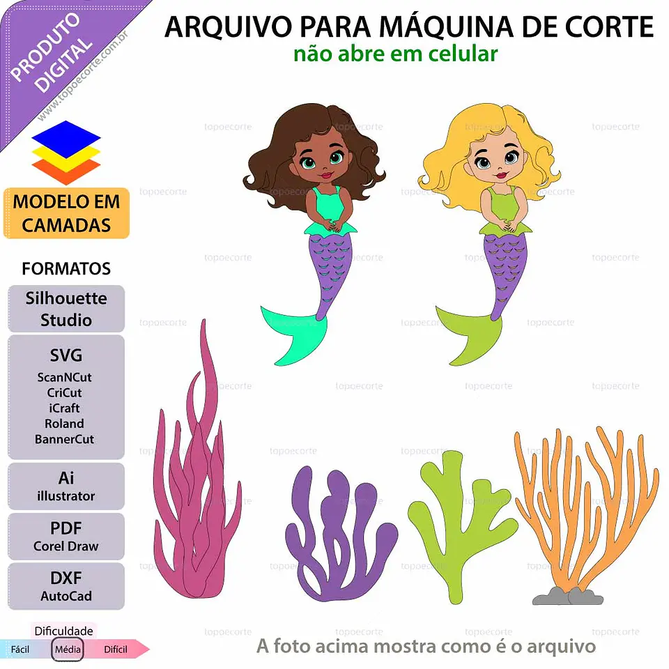 Arquivo de Corte Topo de Bolo Sereia 84 1
