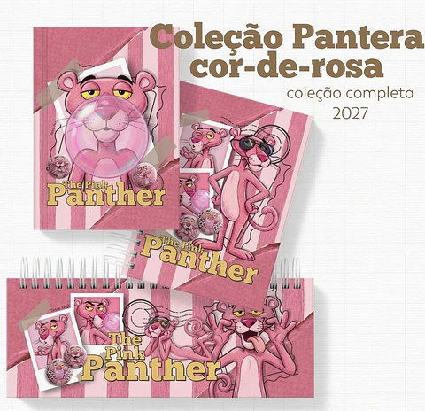 Encadernação - Coleção Pantera Cor-de-Rosa Adesivos , Agendas , Blocos , Cadernos e Calendários
