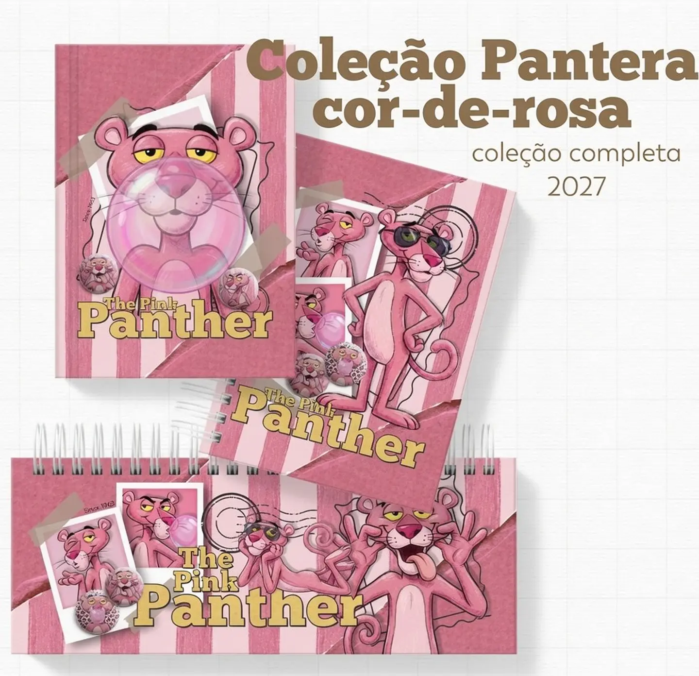 Encadernação - Coleção Pantera Cor-de-Rosa Adesivos , Agendas , Blocos , Cadernos e Calendários 1