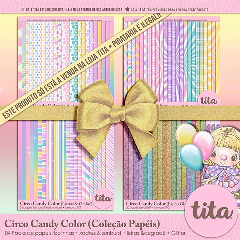 Kit Digital Circo Candy Color Coleção Papeis 51