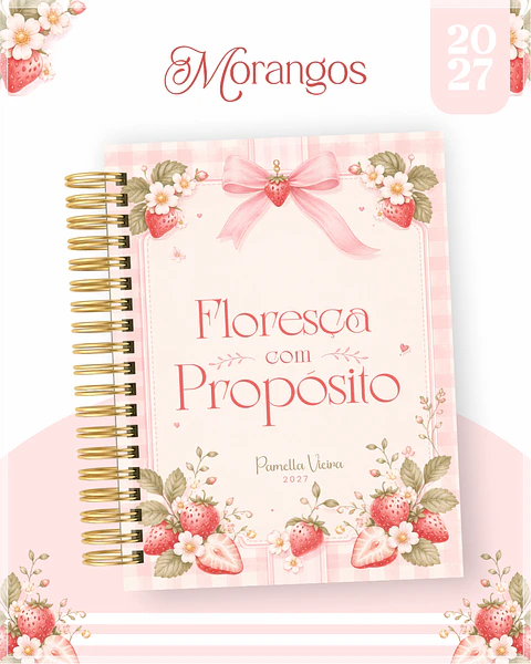 Encadernação - Agenda , Bloquinho , Calendário e Planner Morangos