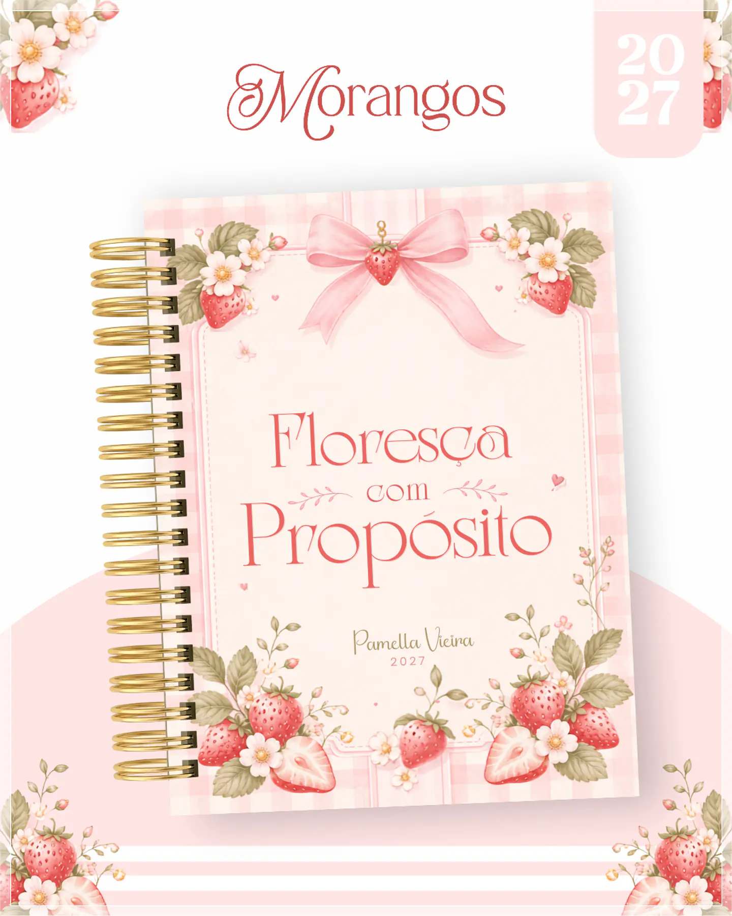 Encadernação - Agenda , Bloquinho , Calendário e Planner Morangos 1