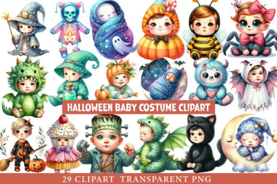 Kit Digital Halloween Baby Fantasias 7 1