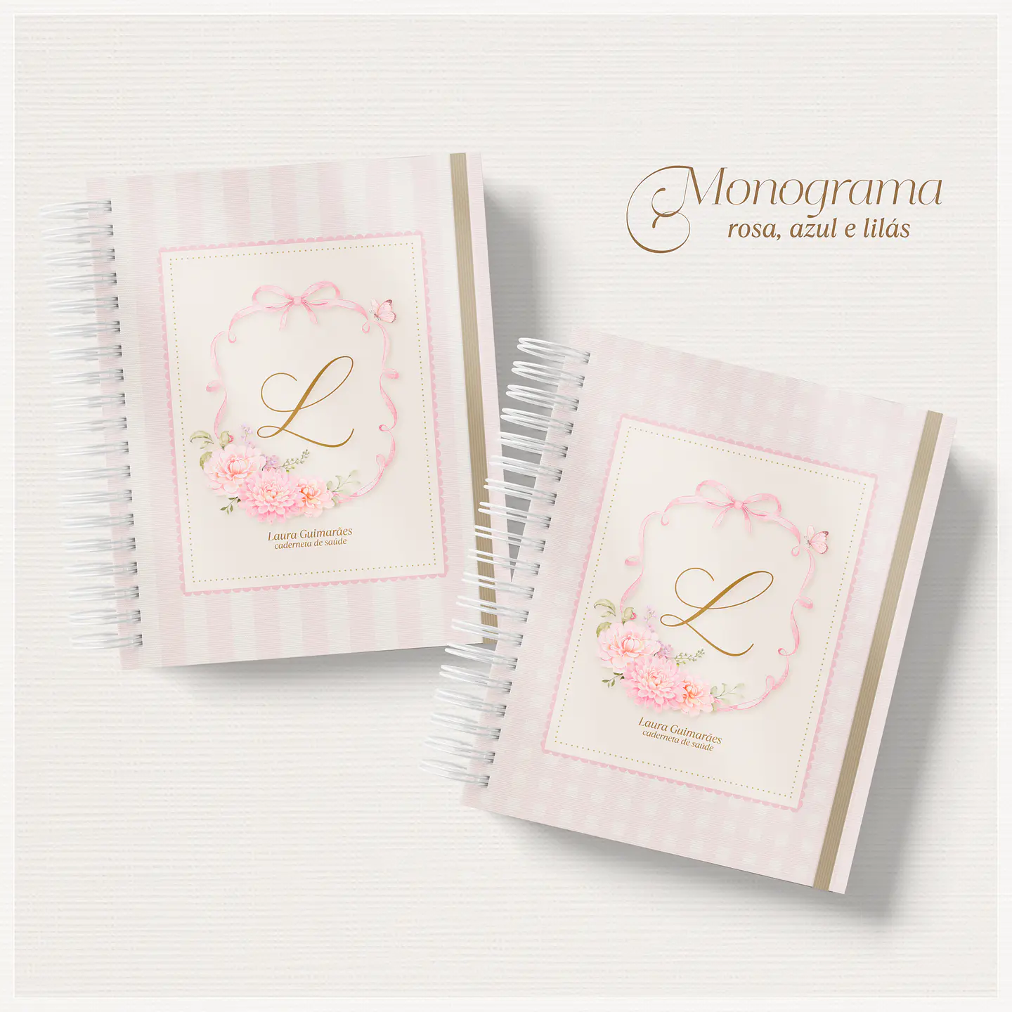 Encadernação - Monograma Menina Combo Maternidade - Capas , Miolo , Caneca e Cartão Sus 1