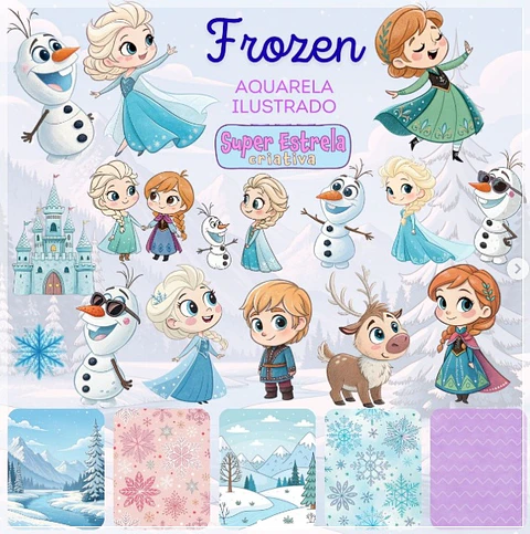 Kit Digital Frozen Aquarela 27