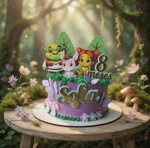 Arquivo de Corte Topo de Bolo Shrek e Fiona Baby 1
